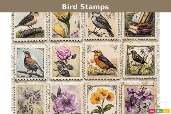Download Vintage Bird Postage Stamps - Premium Bundle